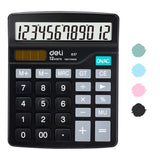 Calculator, Deli Standard Function Desktop Calculators with 12 Digit Large LCD Display and Sensitive Button, Solar Battery Dual