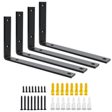 SAYAYO Floating Shelf Brackets Heavy Duty 10 Inch, 1/5 Inch Thicken Black Shelf Bracket for Wood Shelves, Metal L Brackets Shelv