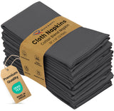 Ruvanti Cloth Napkins Set of 12, Cotton Enrich 18”x18” - Dark Grey