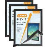 MaxGear Magnetic Sign Holder 8.5 x 11 Wall Mount, Self Adhesive Display Picture Frames with Strong Magnetic Border and Clear PVC