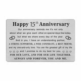 TGCNQ Metal Engraved 15 Year Anniversary Card, 15th Anniversary Card Gifts for Husband Wife Him Her, 15 Year Wedding Anniversary