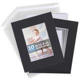 Somime Acid Free 8x10 Photo Mat Set, Black 8x10 Matte for 5x7 Pictures with White Core Bevel Cut for Photo Framing, Artworks, Pr