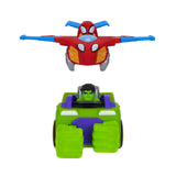 Jazwares Marvel Spidey and His Amazing Friends Team Up Tank - Combining 6-Inch Hulk Smash Tank and 4-Inch Spidey Glider Jet
