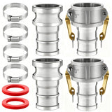 Innconee 2 Set Camlock Fittings Type C&E 3 Inch Aluminum Cam and Groove Hose Fitting Kit include 3 Female Coupling Cam Lock, 3 M