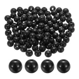 HARFINGTON 100pcs 16mm Black Wood Beads 4.3mm Large Hole Round Wooden Loose Spacer Beads for Jewelry Making Necklace Bracelets D