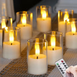 Zevanor Flameless Small Tea Light LED Candles, Acrylic Battery Operated Votive 1.7 x2.5 with Remote Control and Timer, Tealight