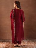 Libas Women'S Glass Tissue Kurta Set (49338 Maroon L