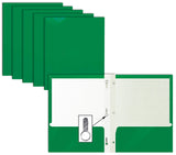 Better Office Products 25Pack Glossy Green 8.5 x 11Inch File Folders with 3 Metal Prongs, Letter Size