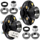 AuraWINS 5 on 5 Trailer Idler Hub Kit,5 Bolt Circle Brake Idler Hub Fit for 3500lbs #84 Axle with L68149/L44649 Bearing W/Access