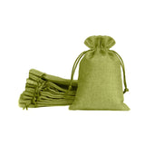 LifeKrafts Linen Jute Pouches | Green | 10x10cm Pack of 10 | Adjustable Drawstring Bags for Weddings, Return Gifts, Parties, Jew