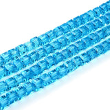 500pcs Czech Faceted Cube Crystal Glass Beads Spacer 8mm (0.3 Inch) Aqua Blue