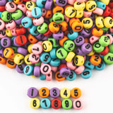 ZHIYUXI 1000PCS Number Beads for Friendship Bracelets 4x7mm Black Number Colorful Round Bead Acrylic Number Beads Bulk for Brace