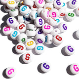 Yiizzxin 200pcs Colorful Acrylic Letter G Beads,4x7mm Round Flat Multicolor Letter G Beads,White Background Mixed Color Alphabet