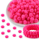 Kovict 200Pcs 14mm Silicone Beads, Abacus Silicone Beads for Necklace Bracelet Keychain Pens Craft(Hot Pink)