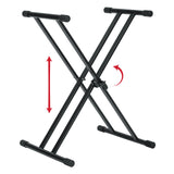 Gator Frameworks Double Brace X-Style Keyboard Stand with Adjustable Height and Leveling Feet, (GFW-KEY-2000X)