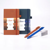 Kitabby Linen Series A6 Hardbound Notebook, Pack Of 2 Brown + Navy Blue