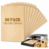 Juexica 60 Pcs 12 X 18 X 1/8 Basswood Sheets 3mm Plywood Board Craft Wood Thin Sheets for Arts Crafts Woodworking Scroll Sawing