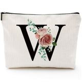 Initial A-Z Personalized Makeup Bag, Monogrammed Bridesmaid Gifts/Presents Cosmetic Bag, Portable Stationary Storage Organizer P