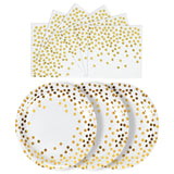 CENLBJ White and Gold Paper Plates and Napkins-50 Pack- 25 * 7inch Paper Plates & 25 * 6.5inch Napkins,Disposable Party Supplies