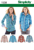 Simplicity 1538 Womens Button Up Shirt Sewing Patterns, Sizes 1422