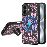 Fiyart Designed for iPhone 16 Case with Wrist Strap Kickstand Cute Trendy Bowknot for Women Girls Slim Fit Pink Ribbon Bows Patt