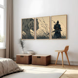 Gamya Framed Japan Samurai Theme Wall Painting Posters For Office, Living Room, Bedroom Wall Decor Japanese Japandi Samurai Ae