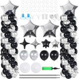 Gejoy 110 Pcs Black Silver Balloons Column Stand Kit Adjustable Tower Stand from 1.4 to 6.6 ft with Bases for Wedding Birthday B