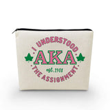 YULUENZE AKA Sorority Gifts Pink Green Sorority Makeup Bag Greek Sorority Cosmetic Bag Toiletry Zipper Pouch Gift for Sisters Wo