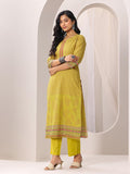Libas Women'S Cotton Kurta Set (99121Or_Green Green M