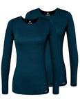 Adar Underscrubs for Women 2 Pack Long Sleeve Underscrub Comfort Tee 2902 Caribbean Blue L