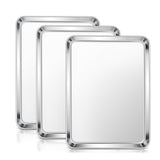 E-far Stainless Steel Baking Sheets Set of 3, 12.4x9.7Baking Cookie Sheets Pans for Oven, Non-toxic Metal Trays for Cake