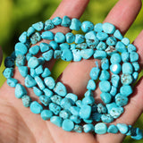Simulated Turquoise 6-8mm Oval Irregular Freeform Tumbled Loose Gemstone Beads for Jewelry Making 15 Inch Strand 50-55 Pcs