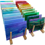 LITMIND 24 Sheets Iridescent Stained Glass Variety Pack - 6 x 4 Inch Cathedral Art Glass for Mosaic Crafts & Supplies, Assorted
