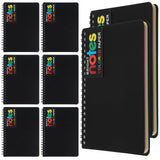 8 Pack Spiral Notebook 5 x 7 Black PVC Cover College Ruled Journals, 100 Sheets/200 Pages 7 Colors Vibrant Lined Paper