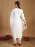 Gosriki Women'S Cotton Blend Embroidered Straight Kurta With Pant & Dupatta (Motira White-Gs_M_White_Medium),White,,B0D1MQRP22
