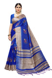 Anni Designer Women'S Blue Color Khadi Jahlar Saree With Blouse Piece,Blue,Free