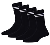 Rc. Royal Class Boys & Girls Black Colour With White Strips Organic Cotton Calf Length School Socks (Pack Of 4 Pairs)(89 Years)