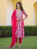 Anni Designer Women'S Rayon Blend Printed Straight Kurta With Pant & Dupatta (Kirkatu Pink_Xxl_Pink_Xx-Large),Pink,2XL,,,