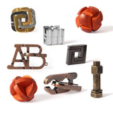 RLYLF 8 Pcs Brain Teaser Puzzles Favor Educational Toys Mind Puzzles Ancient Wooden and Metal 3D Unlock Interlock IQ Puzzles Box