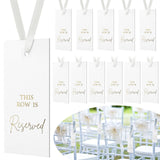 Clabby 12 Pack Reserved Chairs Signs with Ribbon for Wedding Reception Party Restaurant This Row is Reserved Signs Hanging for W