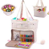 MYBAGZING Large Corduroy Yarn Bag - Tote for Crochet Hooks & Accessories - Knitting Storage Bag