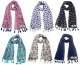 Fusfus WomenS Printed Chiffon Scarves And Stoles, Free Size(Multicolour, Fs1824) Pack Of 6 (Multicolor1)