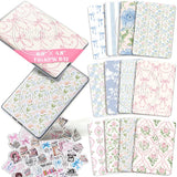Kaciola 12PCS Inserts Cardstock for E-Reader Clear Case with 50PCS Scrapbook Stickers for Insert, 6.9x4.8 Vintage Flower Theme B