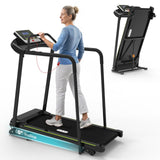 Redliro Walking Treadmill with Long Handrail for Balance, Recovery Fitness Exercise Machine Foldable for Home use with Holder fo