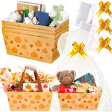 Funnymoom 6 Pack Fall Basket for Gifts Empty with Cellophane Bag Pull Bows Pumpkin Fall Basket Orange Autumn Gift Box for Autumn
