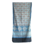 India Scarves Sky Blue Ajrakh Hand Block Print Rayon Stole | Traditional Geometric Print | 21055 Cm