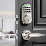 VCHOO Keyless Entry Door Lock Set Smart Locks for Front Door Keypad Door Lock with Handle Auto Lock One Time Password Anti Peepi