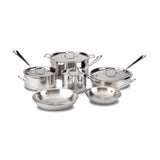All-Clad D3 3-Ply Stainless Steel Cookware Set 10 Piece, Induction Compatible, Oven Broiler Safe 600F, Kitchen Cooking Set w/ Fr