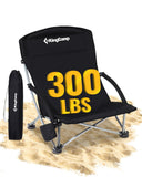 KingCamp Low Beach Chair, Folding Portable Chairs for Adults Lightweight Extra Wide Ergonomic Seat 300lbs Heavy Duty Oversized B