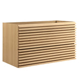 Modway Render 36 WallMount Bathroom Vanity Cabinet in Oak Sink Basin Not Included